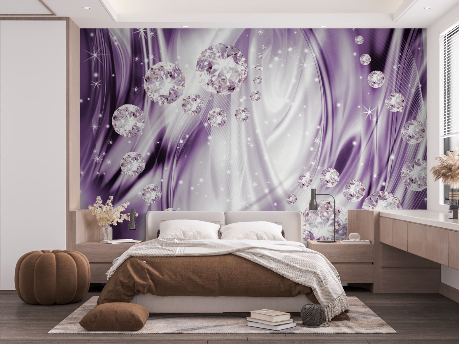 Fotobehang stenen op een achtergrond van lavendelgelijkheid