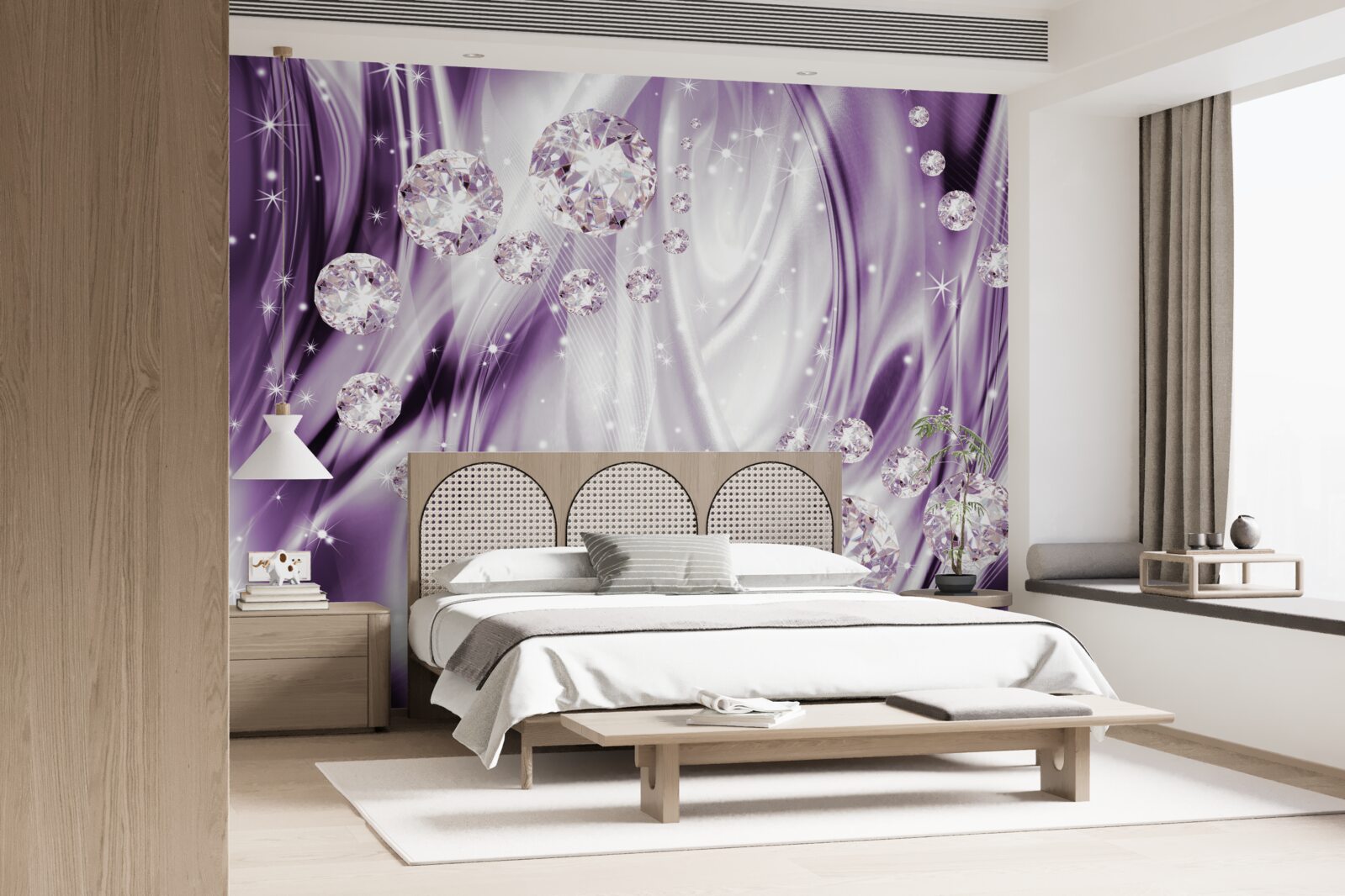 Fotobehang stenen op een achtergrond van lavendelgelijkheid