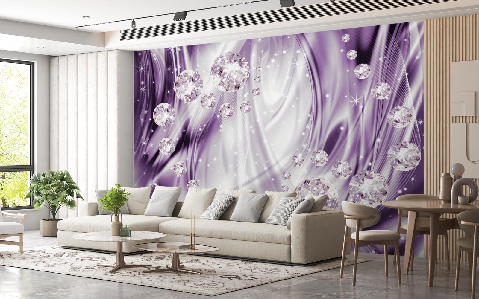 Fotobehang stenen op een achtergrond van lavendelgelijkheid