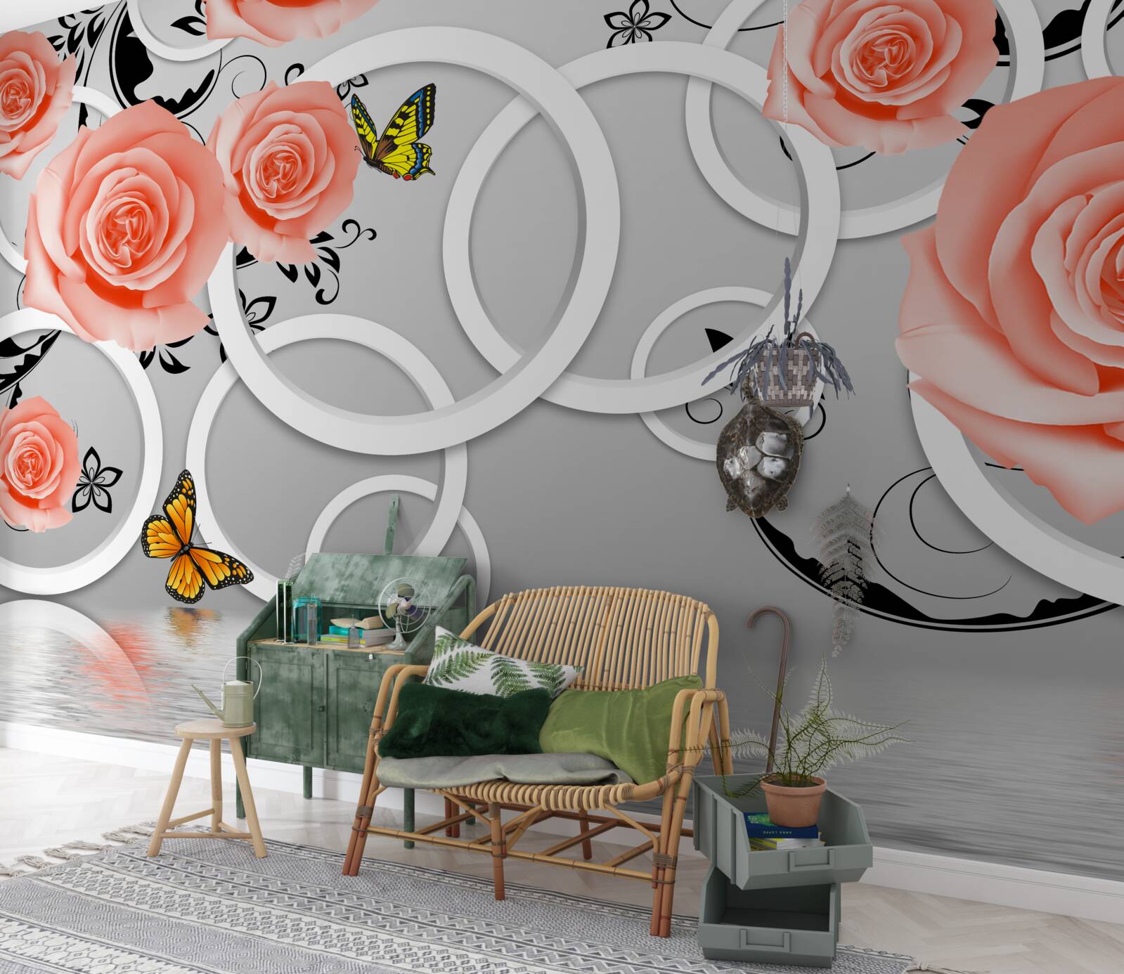 Fotobehang tere knoppen van perzikrozen