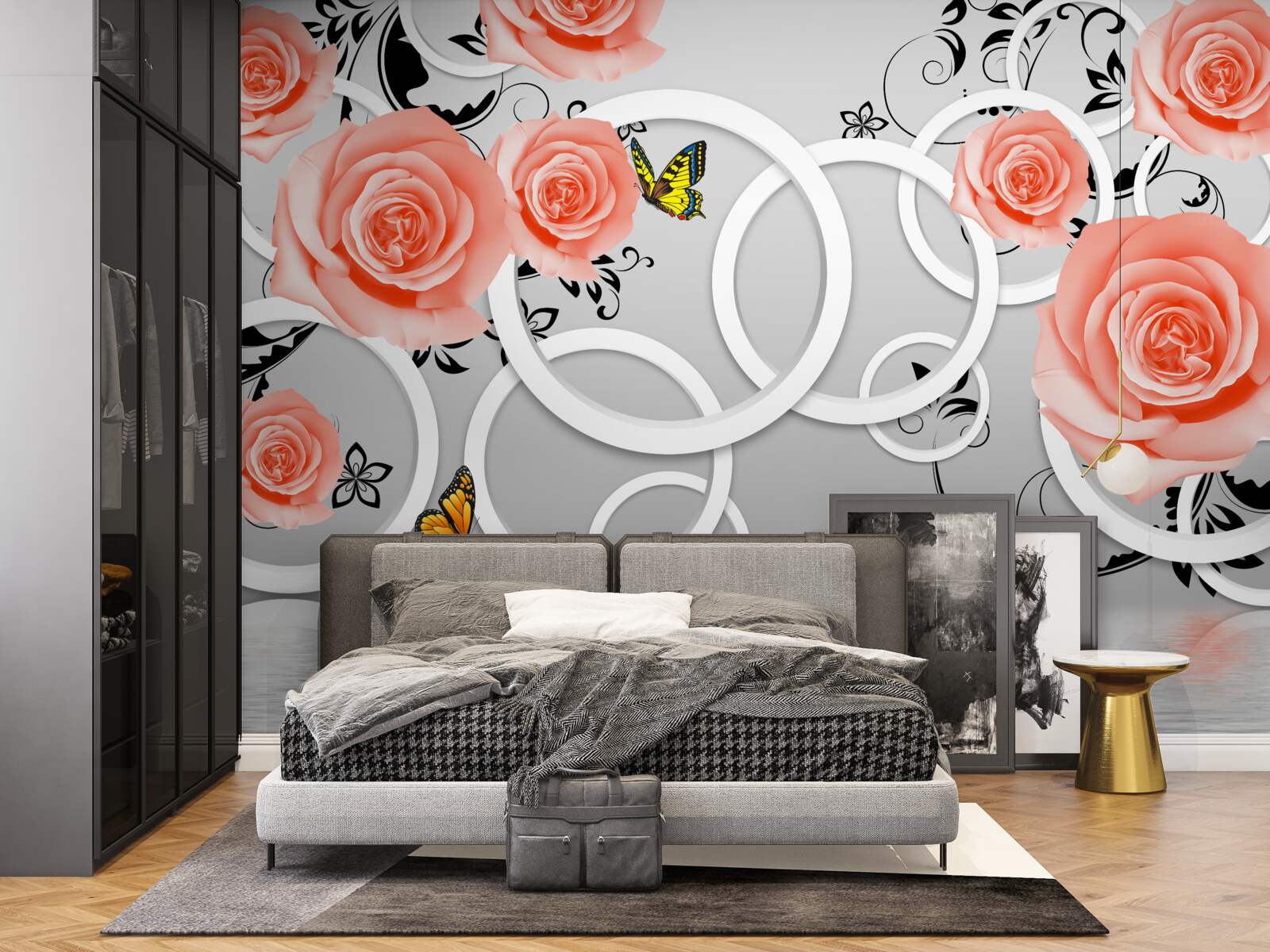 Fotobehang tere knoppen van perzikrozen