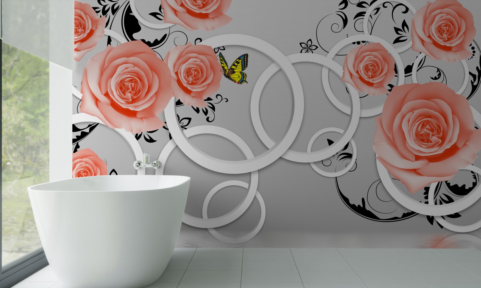 Fotobehang tere knoppen van perzikrozen