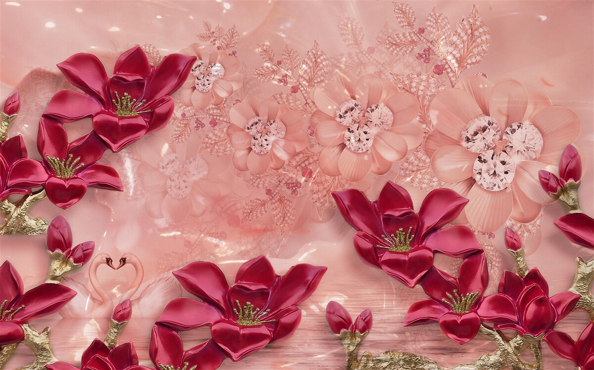 Fotobehang kleuren zijn rood op roze zijde