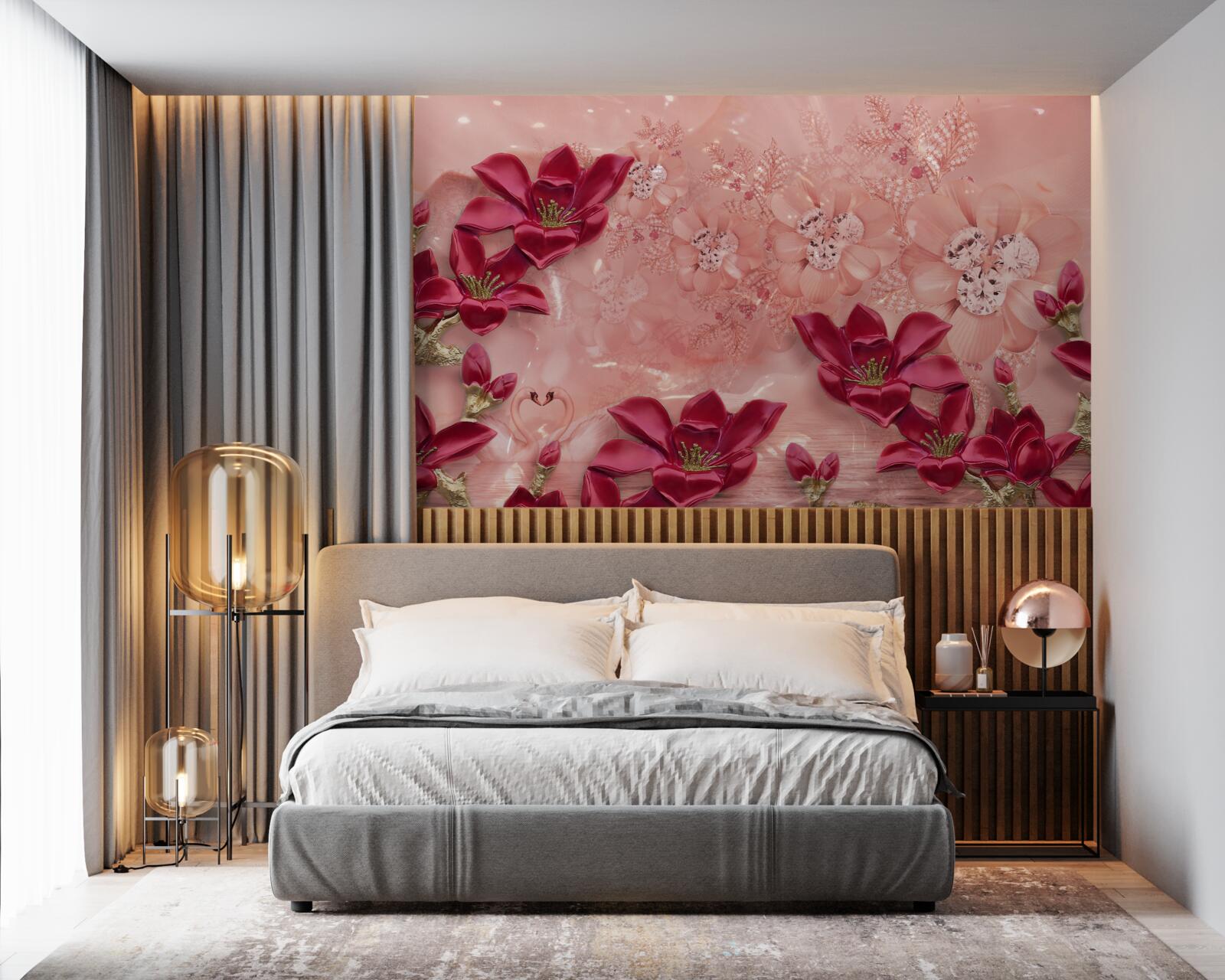 Fotobehang kleuren zijn rood op roze zijde