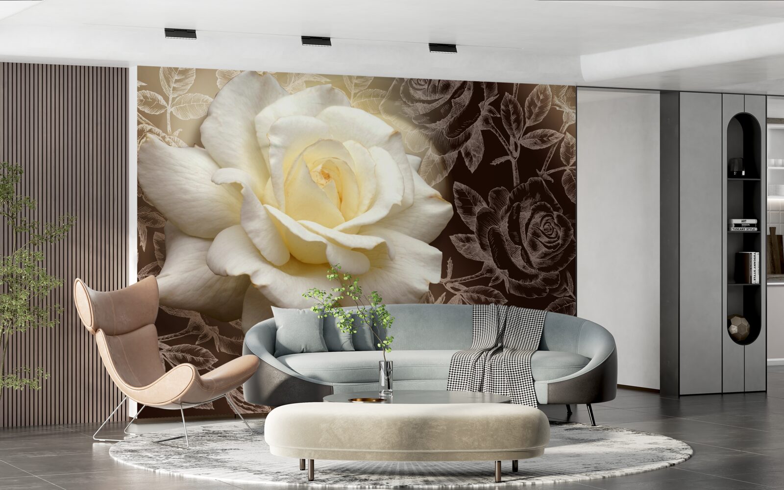 Fotobehang grote witte roos