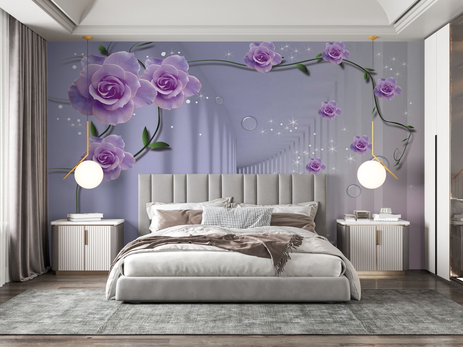 Fotobehang hal gedecoreerd in lila tinten