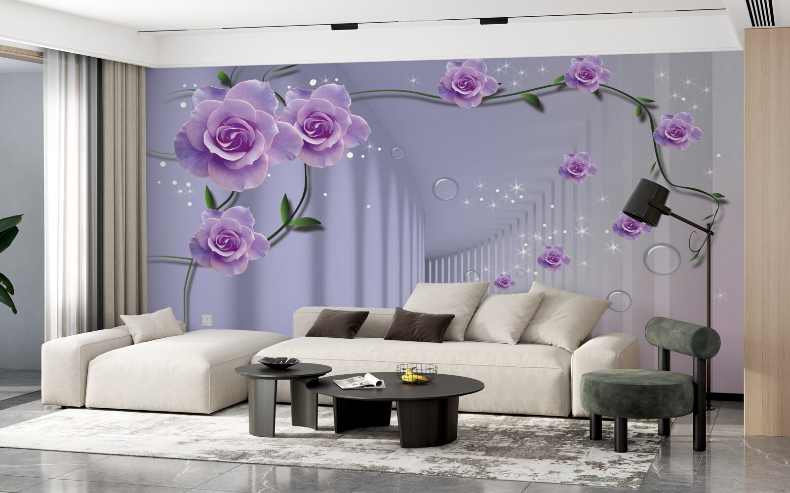 Fotobehang hal gedecoreerd in lila tinten