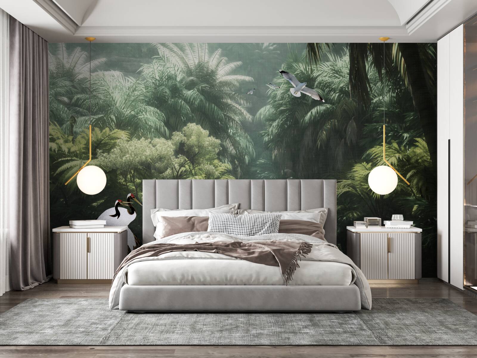 Fotobehang weelderige jungles en veerachtige bewoners