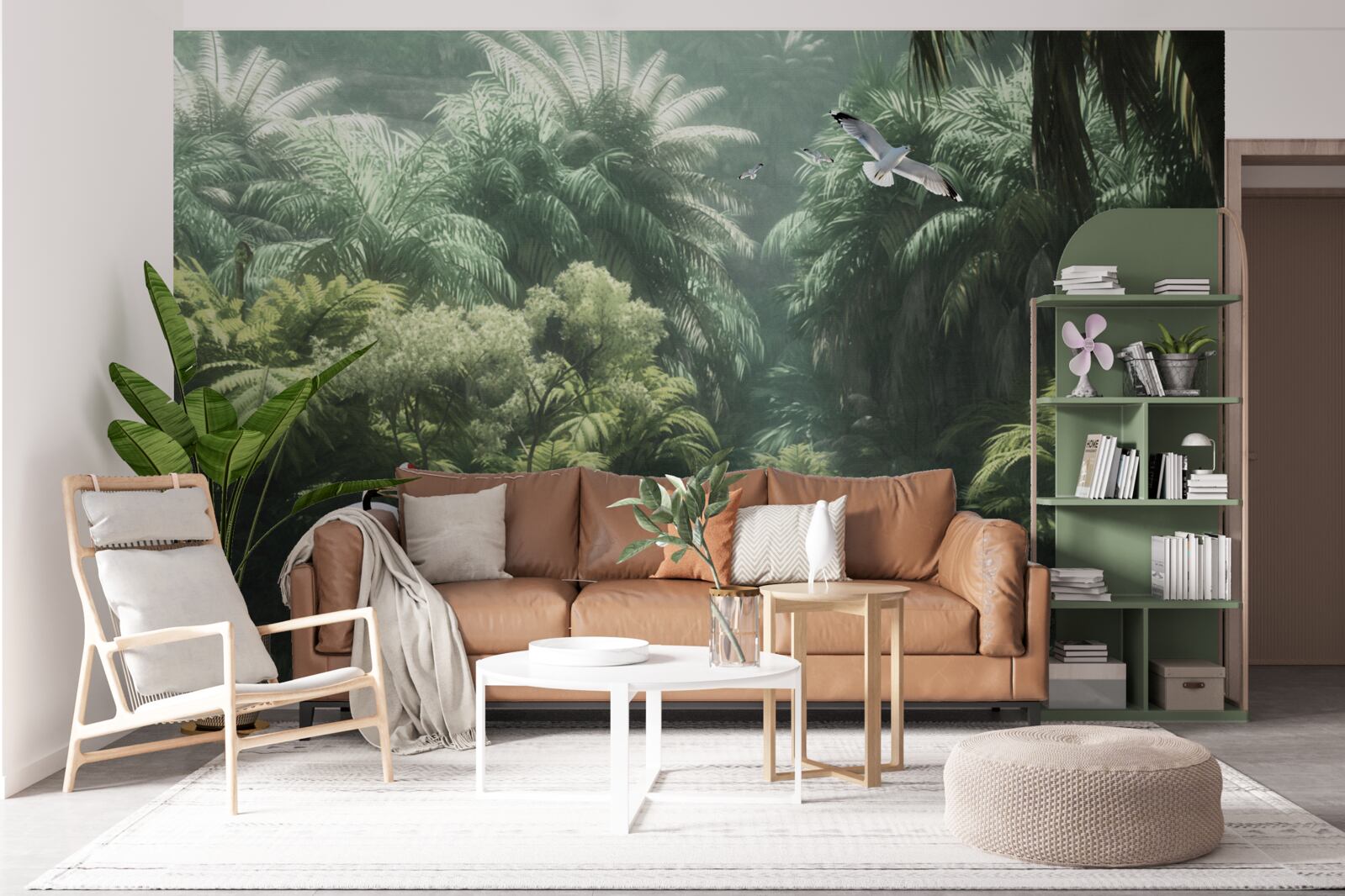 Fotobehang weelderige jungles en veerachtige bewoners