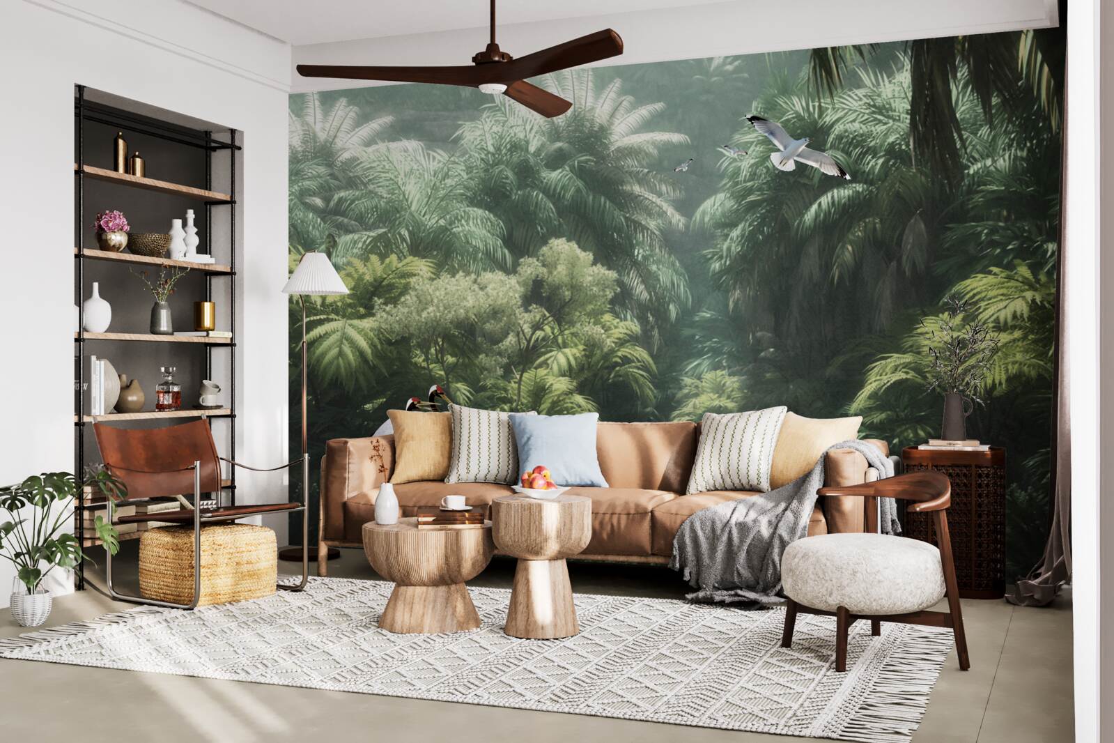 Fotobehang weelderige jungles en veerachtige bewoners