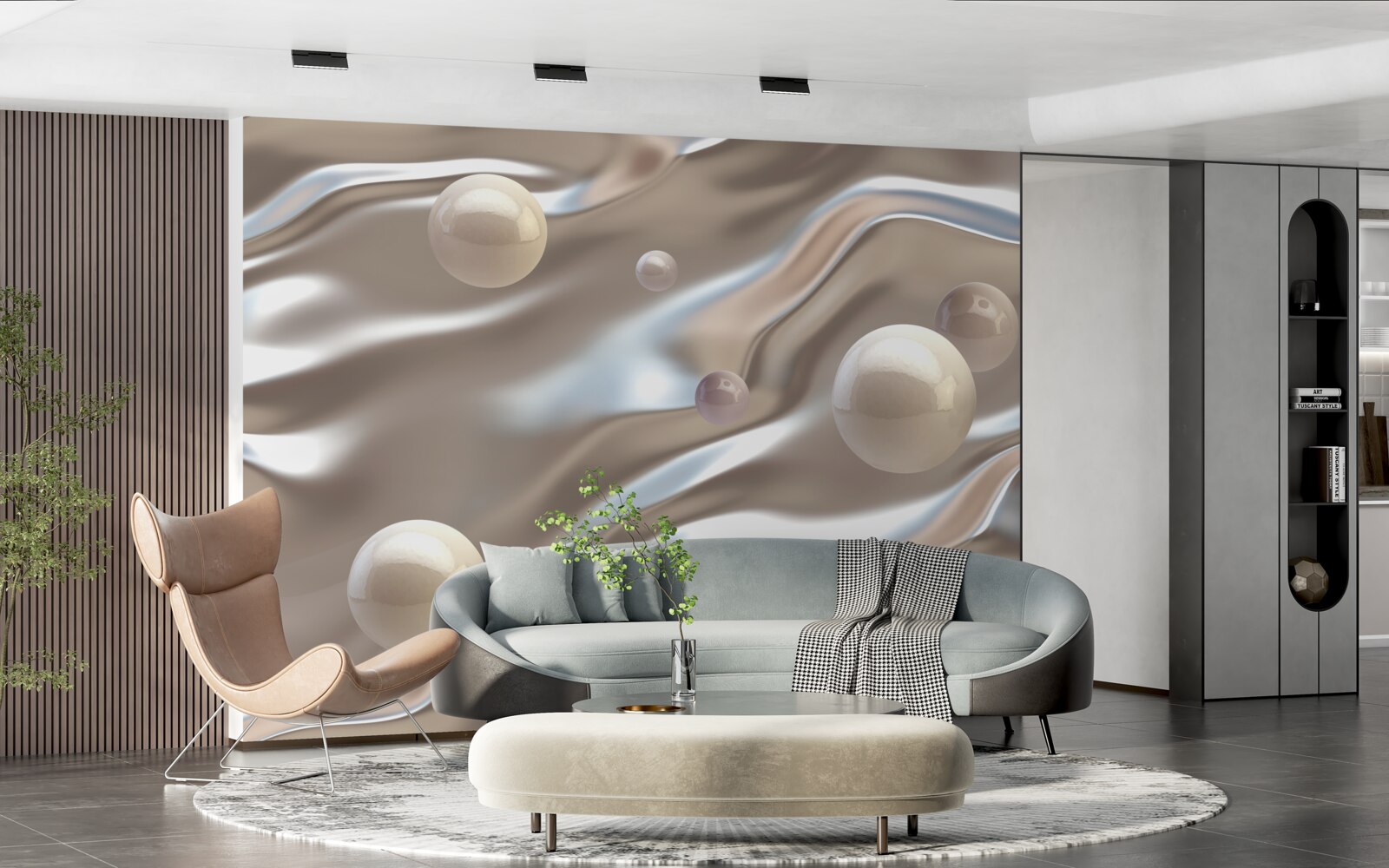 Fotobehang parelmoer op zijde