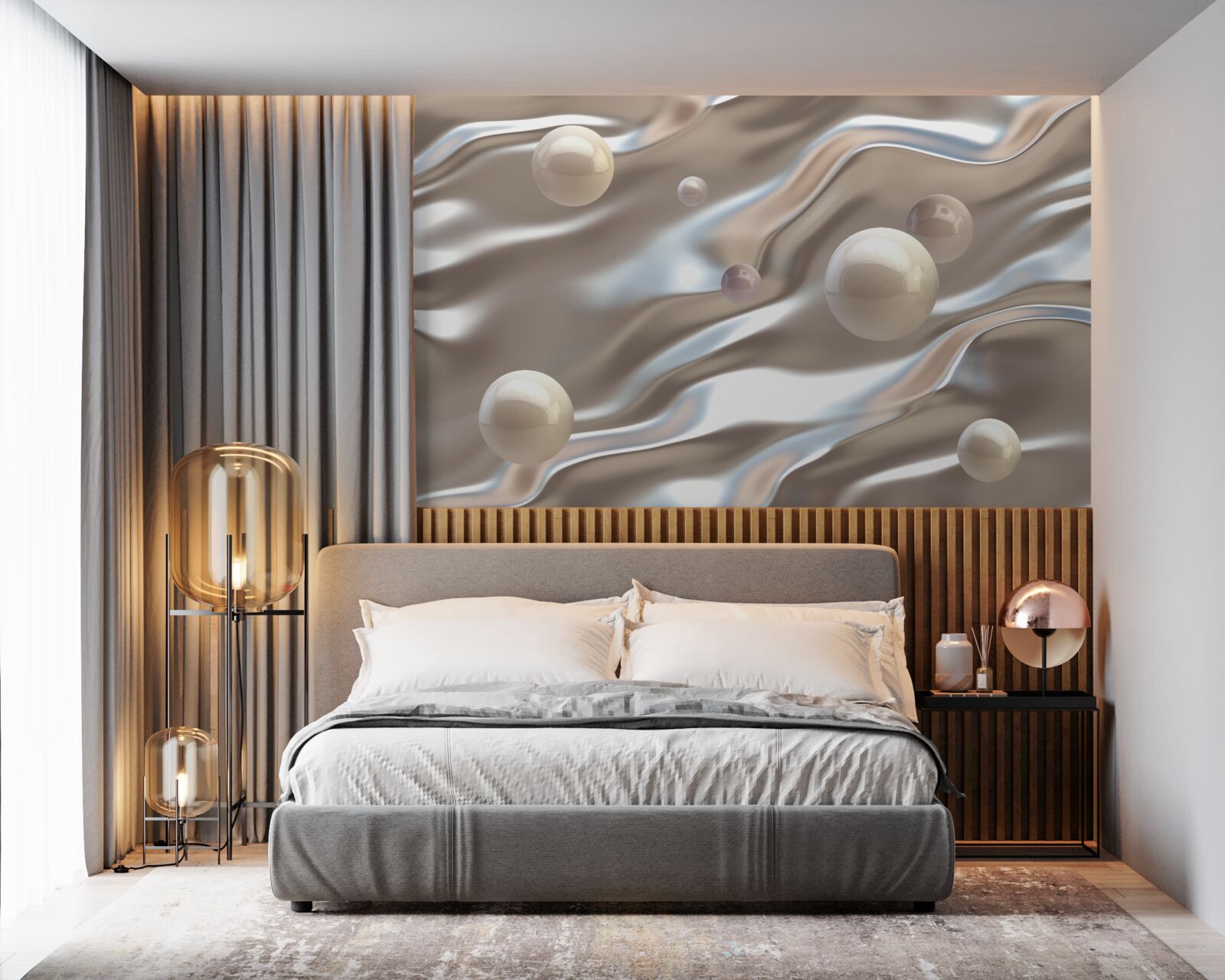 Fotobehang parelmoer op zijde