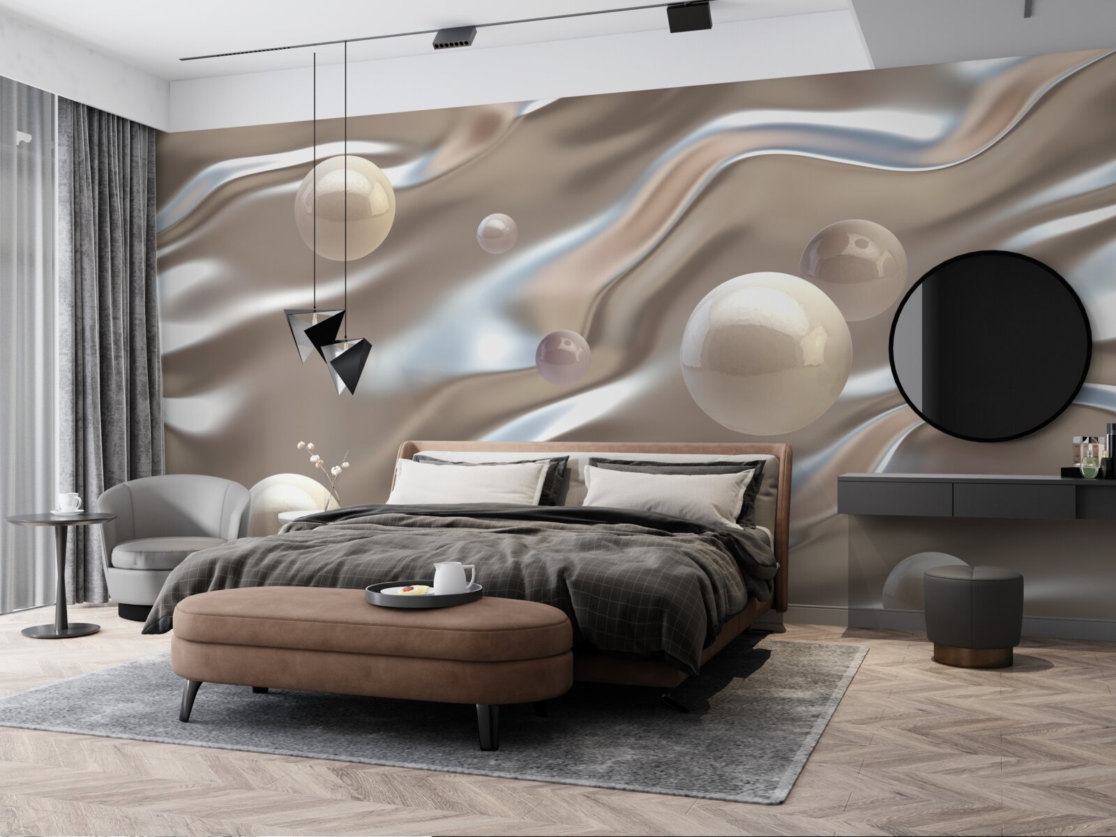 Fotobehang parelmoer op zijde