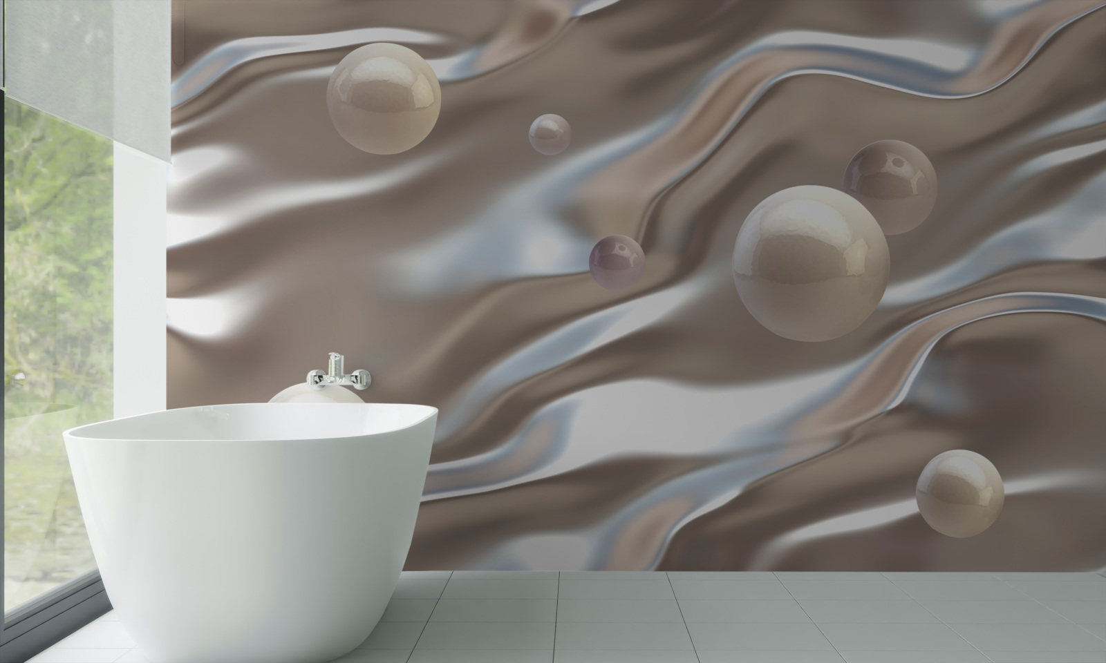 Fotobehang parelmoer op zijde