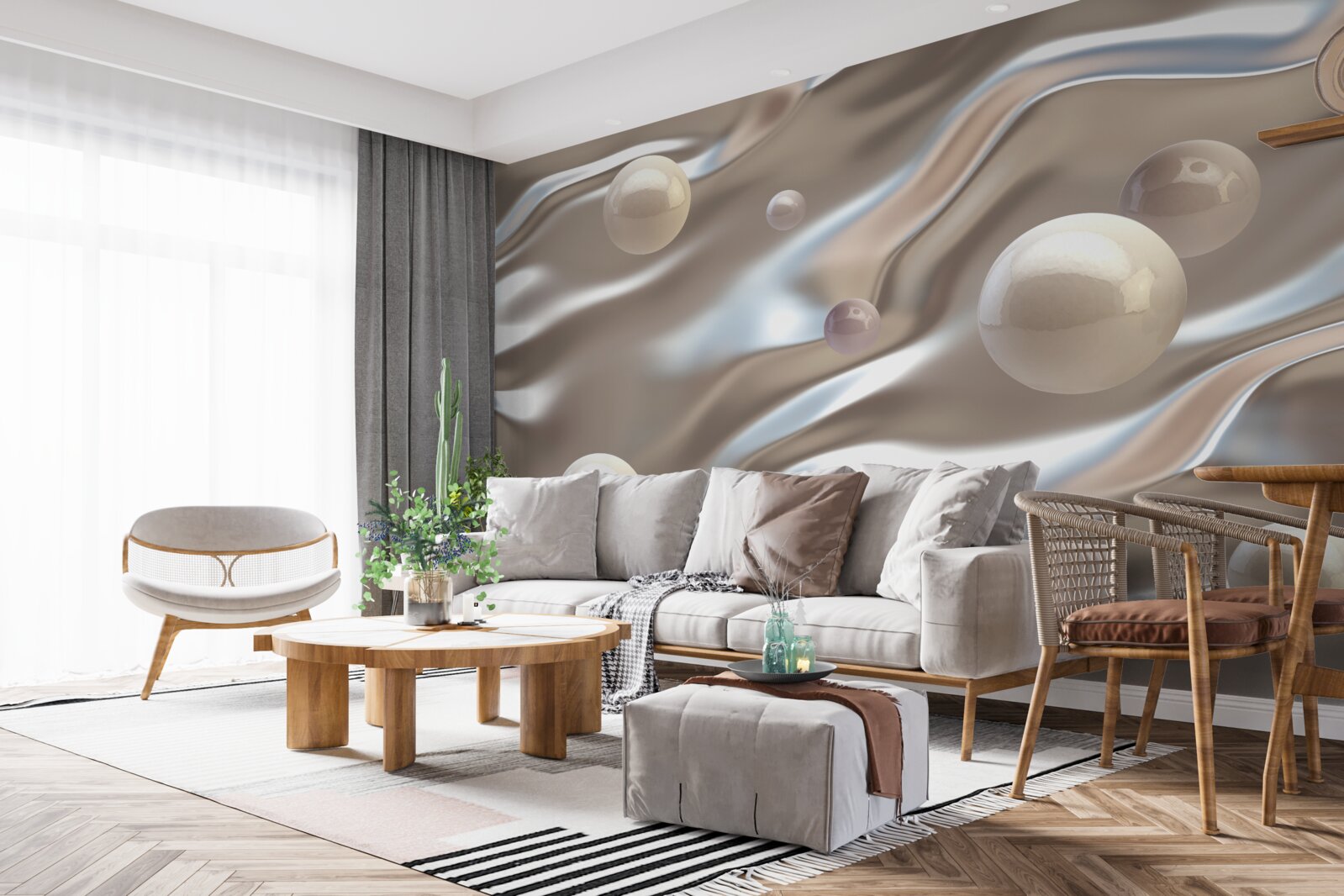 Fotobehang parelmoer op zijde