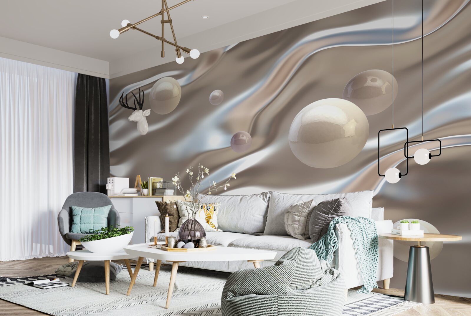 Fotobehang parelmoer op zijde