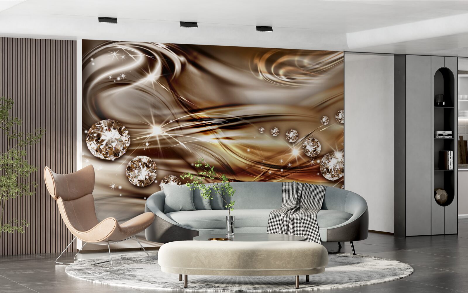 Fotobehang gouden juwelen en edelstenen