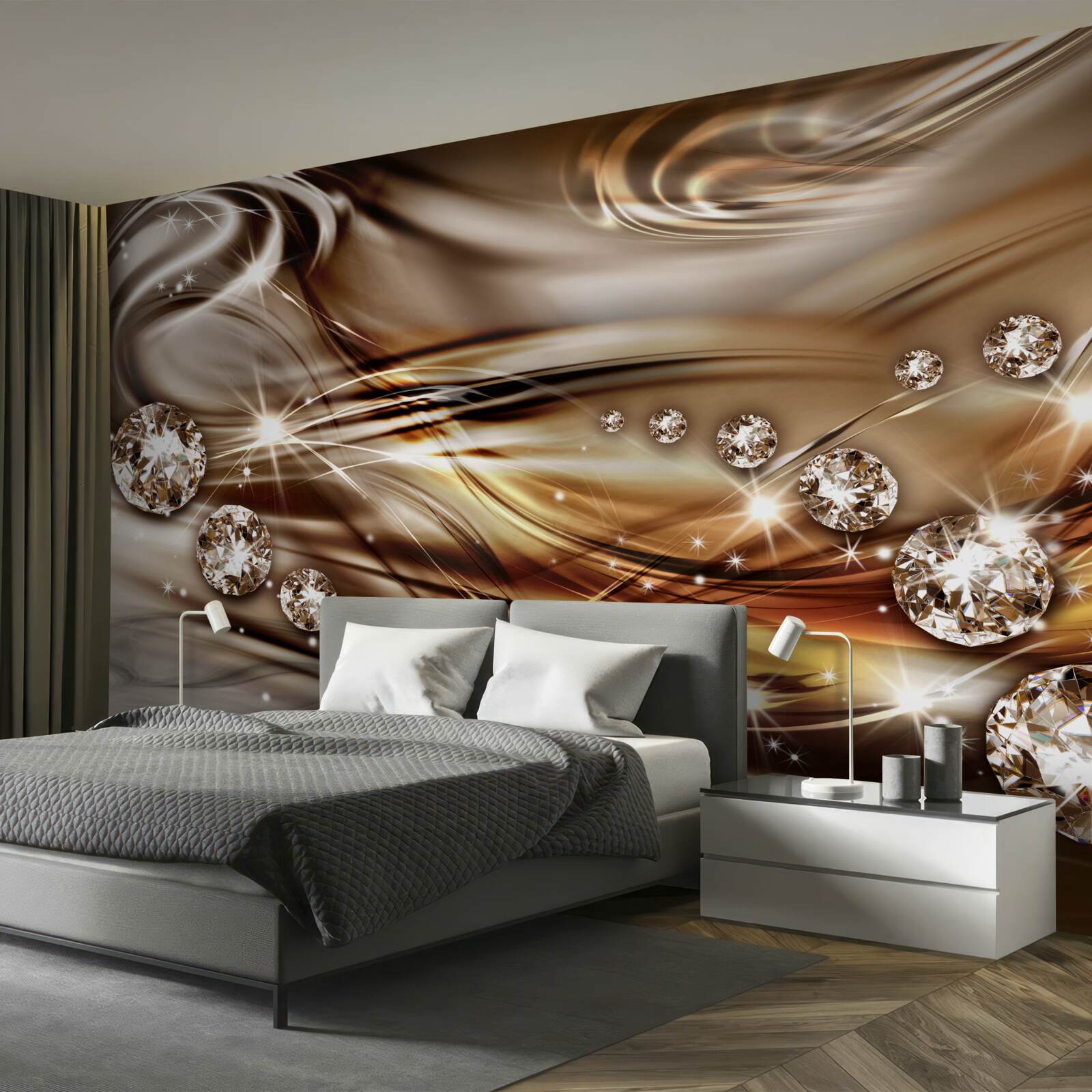 Fotobehang gouden juwelen en edelstenen