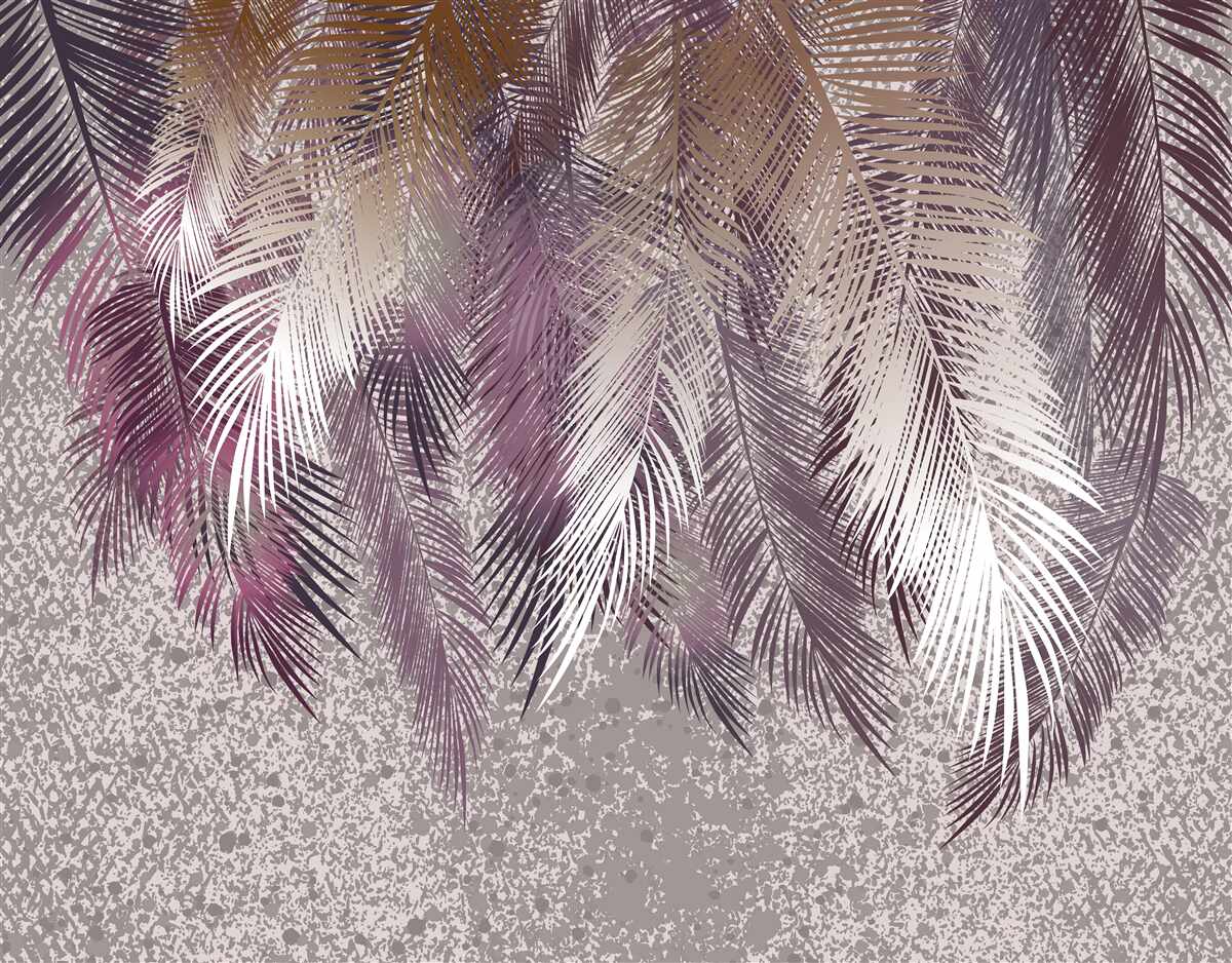 Fotobehang vederachtige bladeren in bordeauxrood