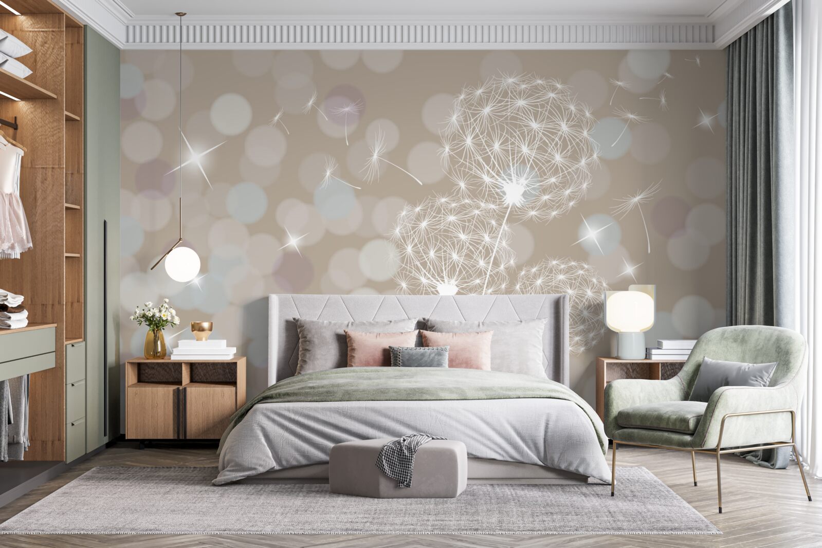 Fotobehang paardebloemblaadje, licht als een veertje