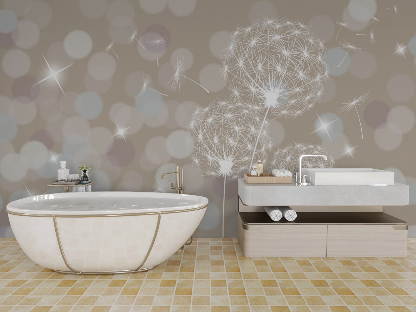 Fotobehang paardebloemblaadje, licht als een veertje