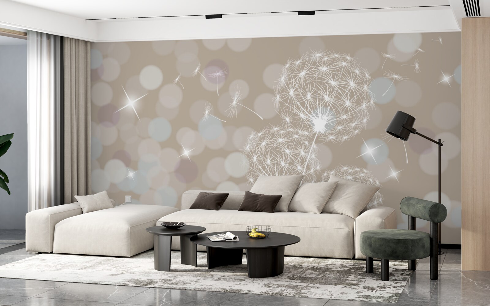 Fotobehang paardebloemblaadje, licht als een veertje