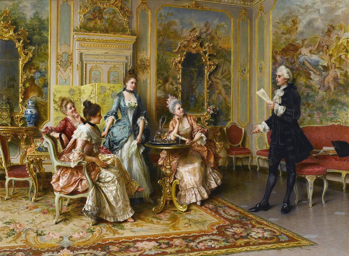 Fotobehang bewondering voor de dames vanwege hun passie voor het lezen van poëzie