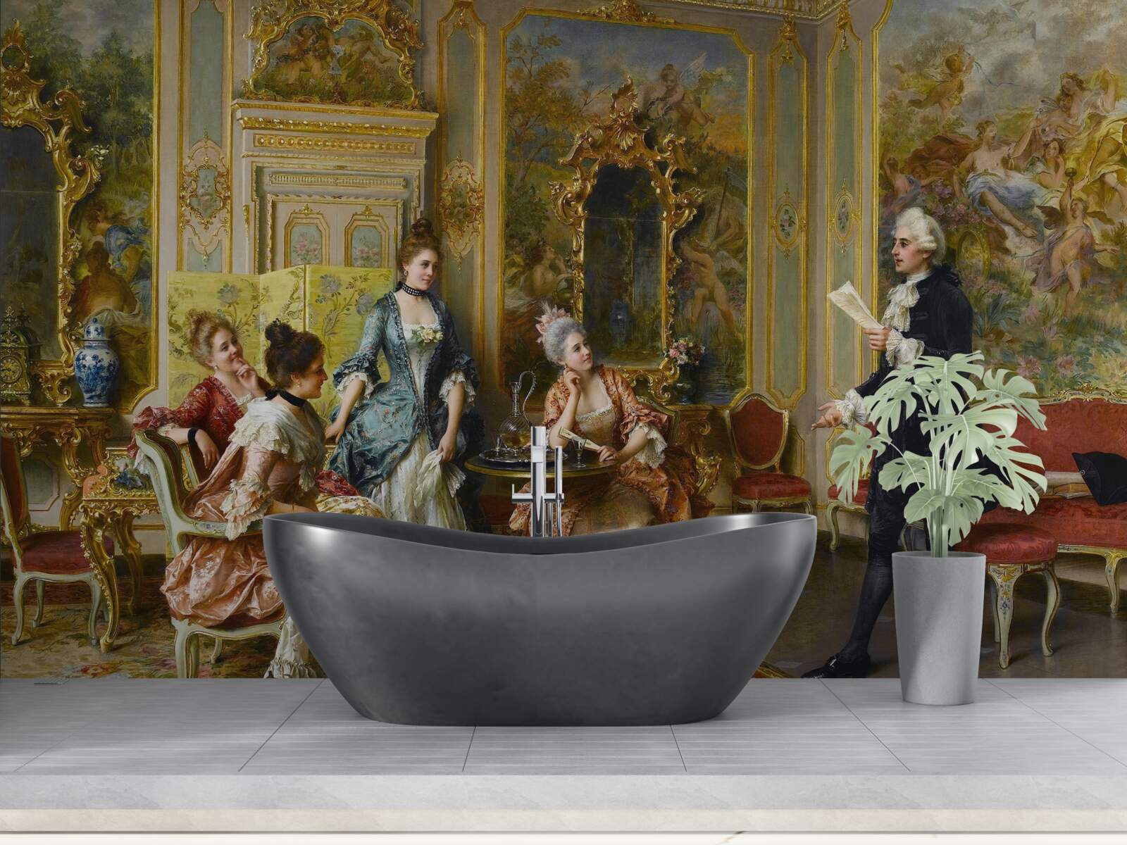 Fotobehang bewondering voor de dames vanwege hun passie voor het lezen van poëzie