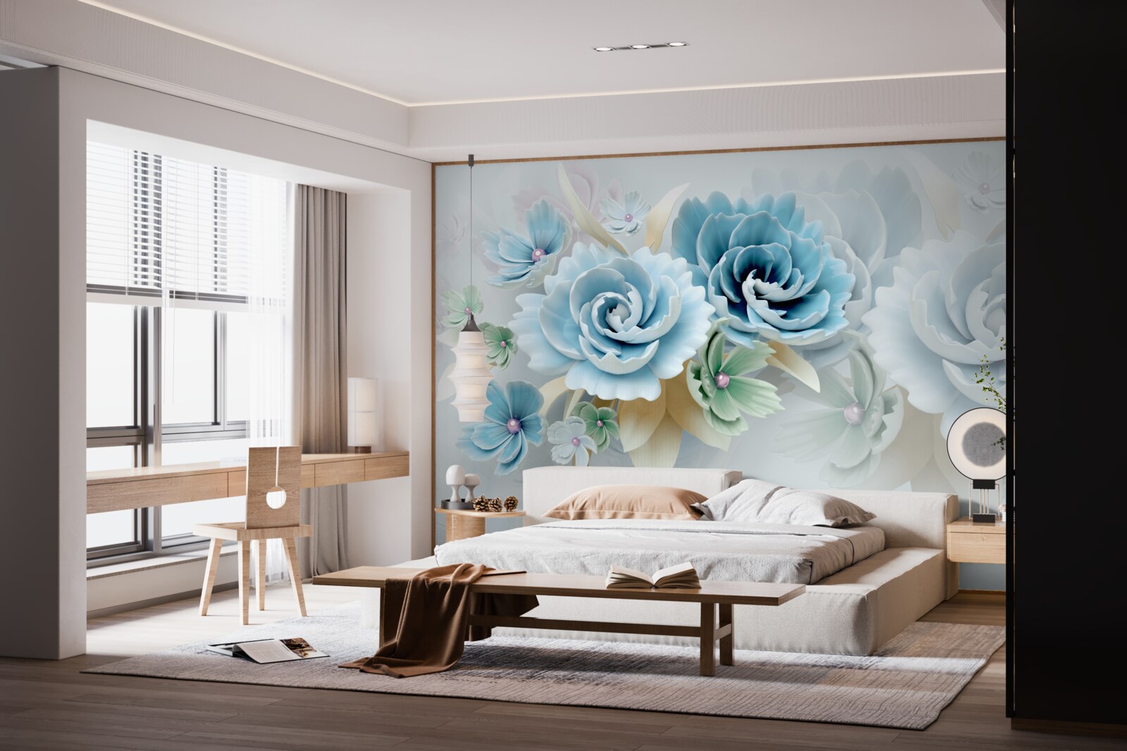 Fotobehang prachtige rozen met een delicate blauwe tint