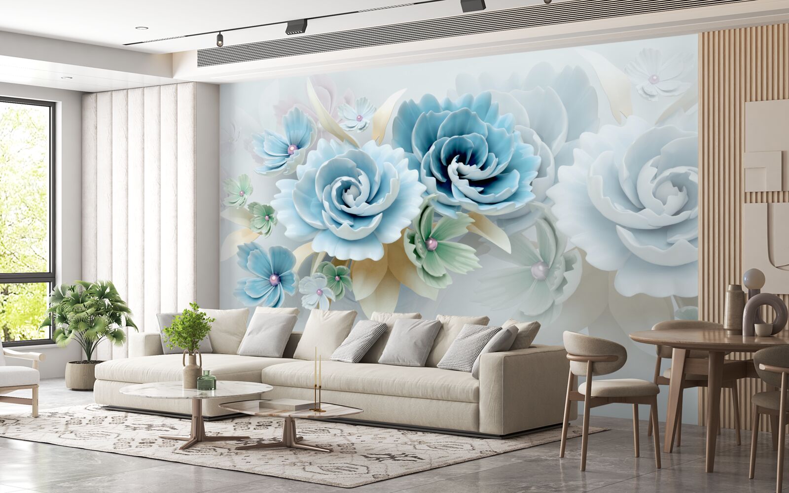 Fotobehang prachtige rozen met een delicate blauwe tint