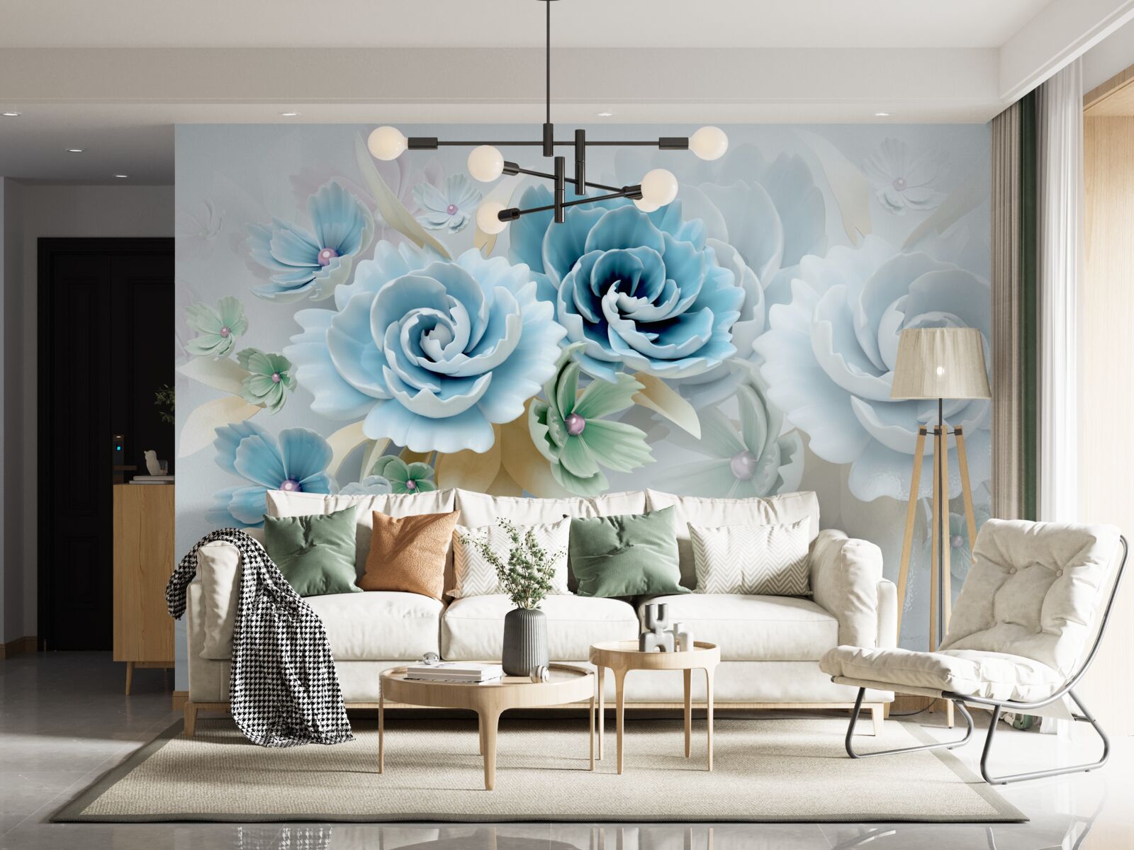 Fotobehang prachtige rozen met een delicate blauwe tint