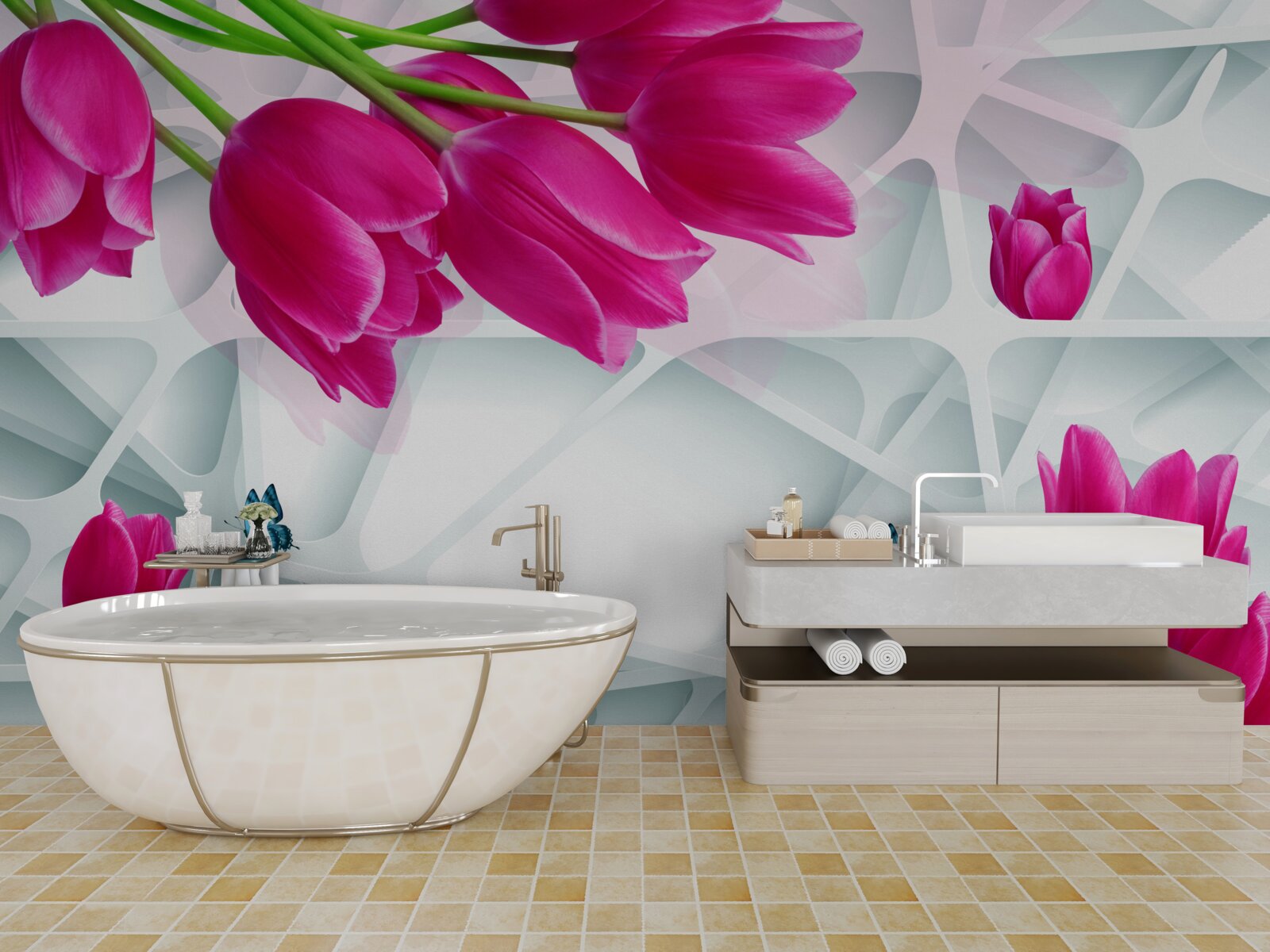 Fotobehang prachtige knoppen van roze tulpen