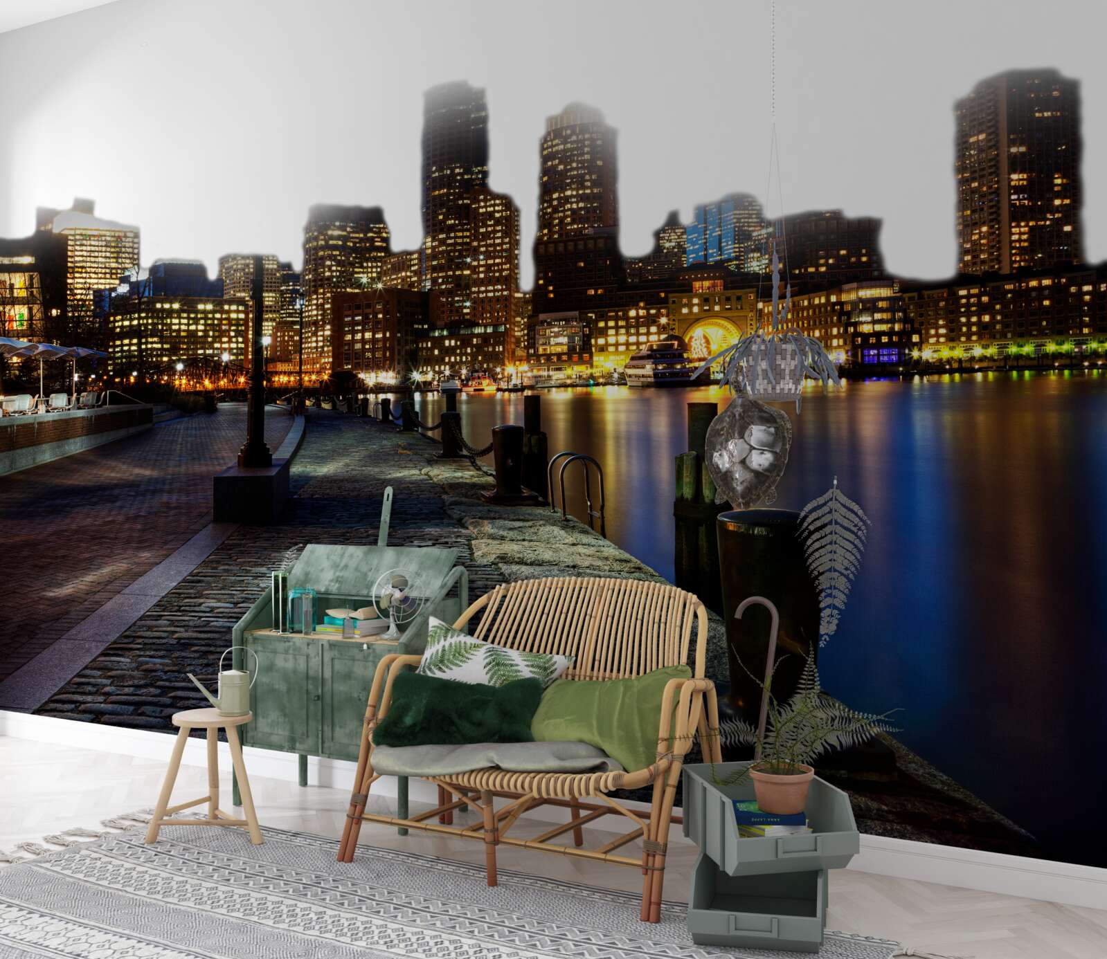 Fotobehang Dageraad op een verlaten werf