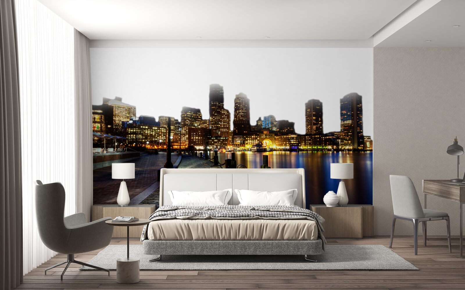 Fotobehang Dageraad op een verlaten werf