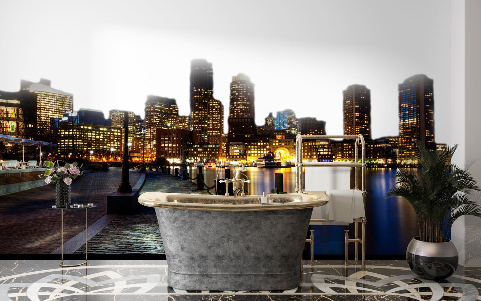 Fotobehang Dageraad op een verlaten werf