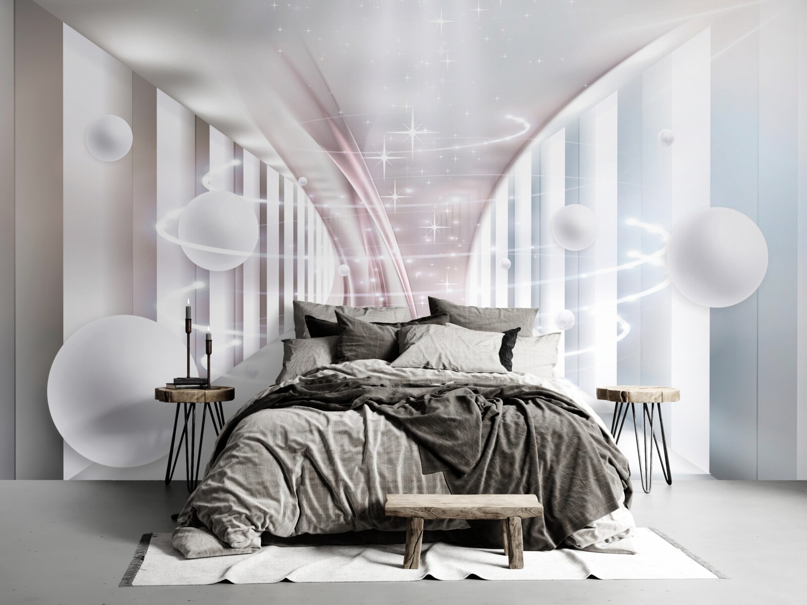 Fotobehang abstracte ballen en een vierkante tunnel