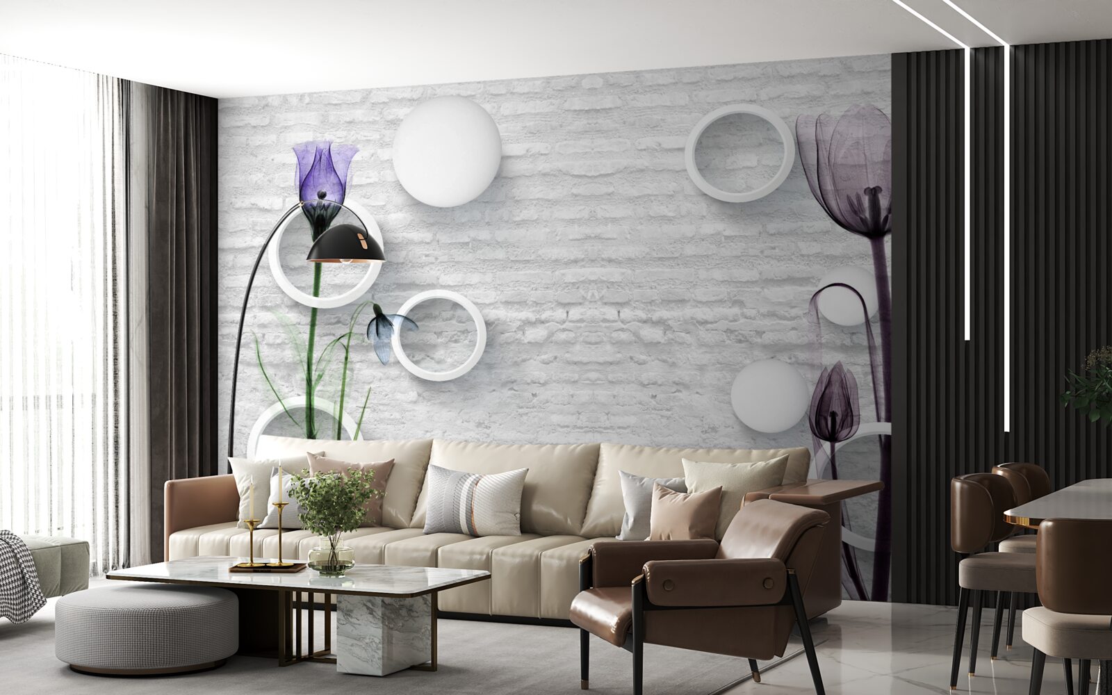 Fotobehang twee magere paarse klaprozen