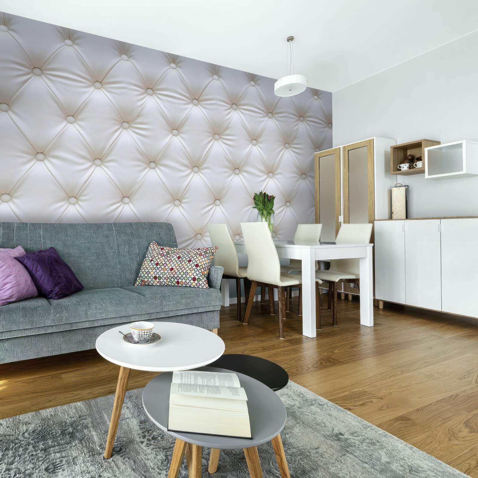 Fotobehang bekledingtextuur versierd met kristallen