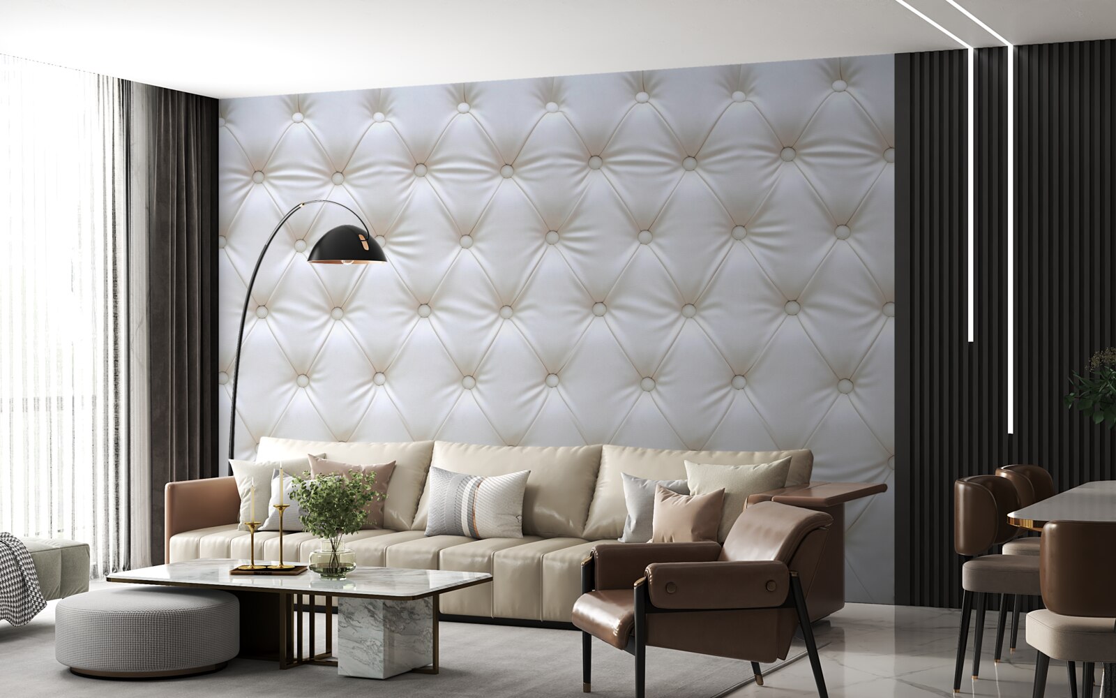 Fotobehang bekledingtextuur versierd met kristallen