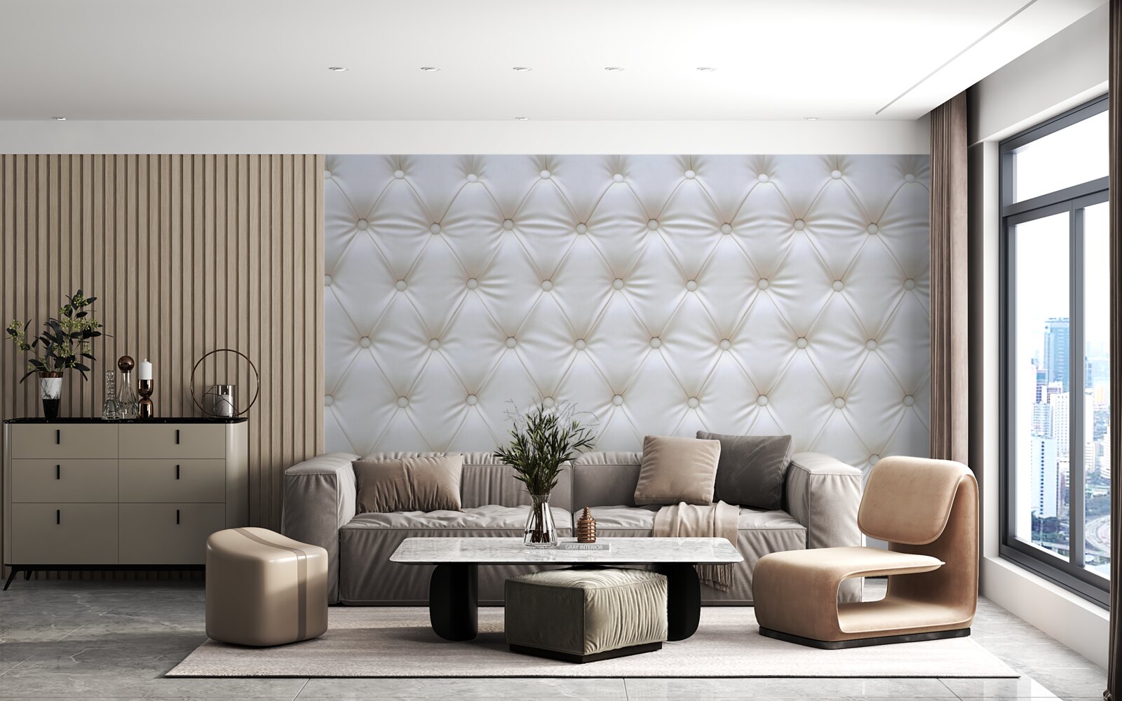 Fotobehang bekledingtextuur versierd met kristallen