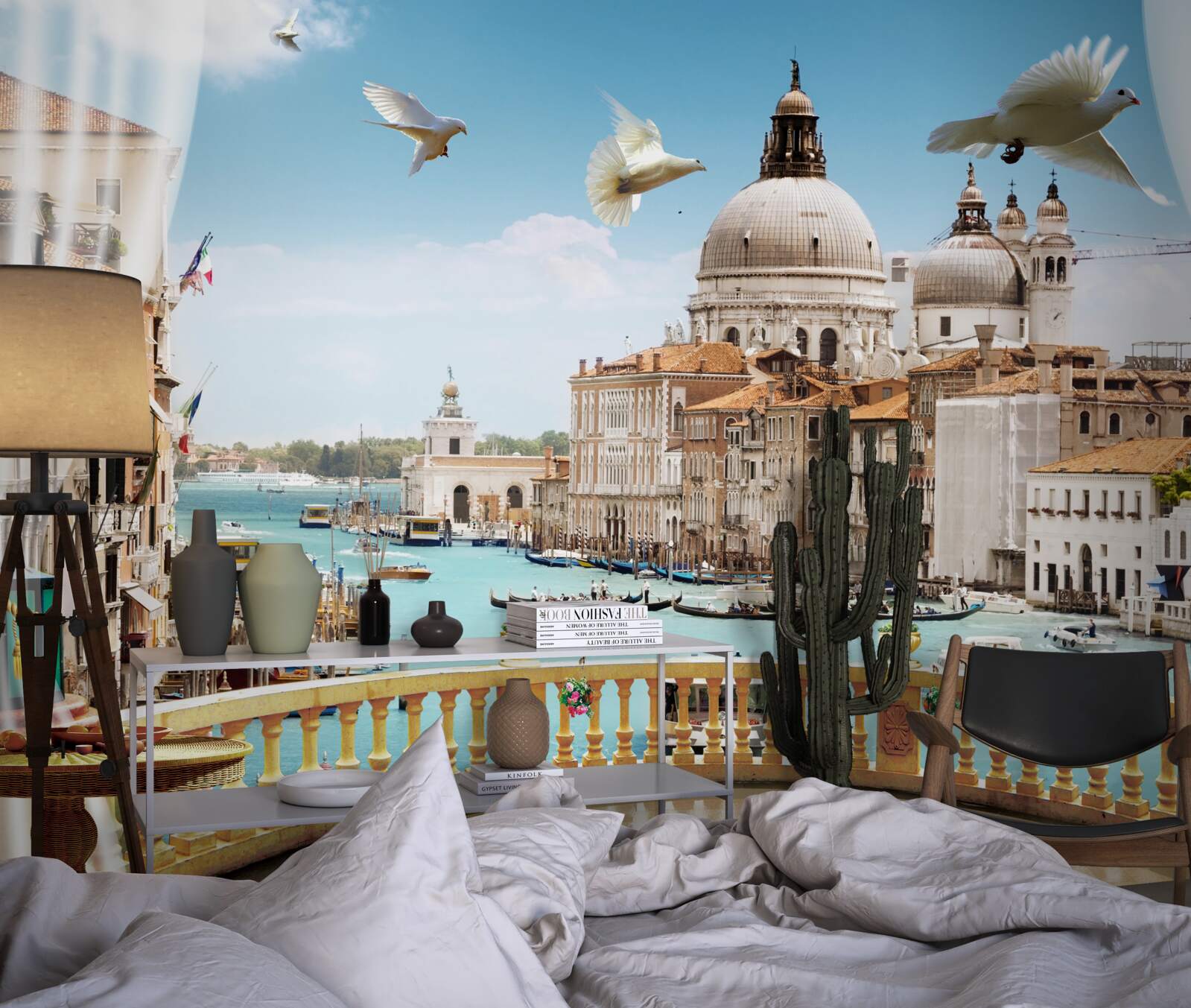 Fotobehang het uitzicht vanaf het balkon biedt een prachtig panorama van venetië