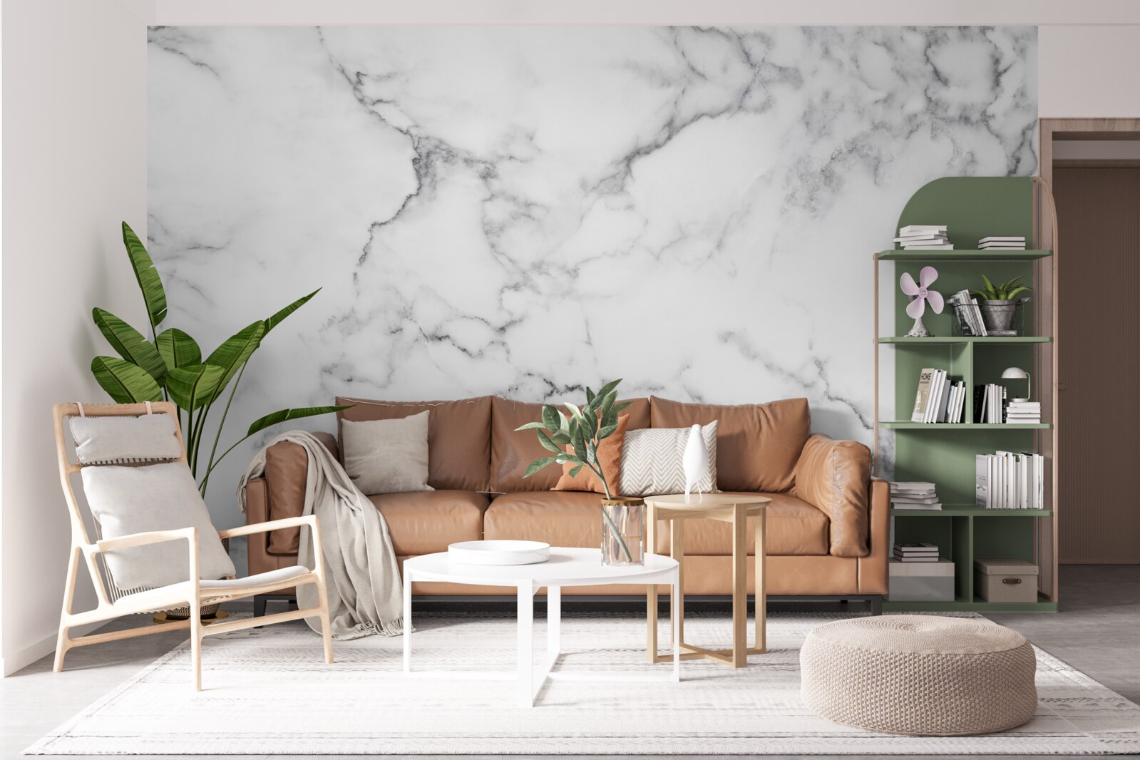 Fotobehang wit marmer met zwarte patronen