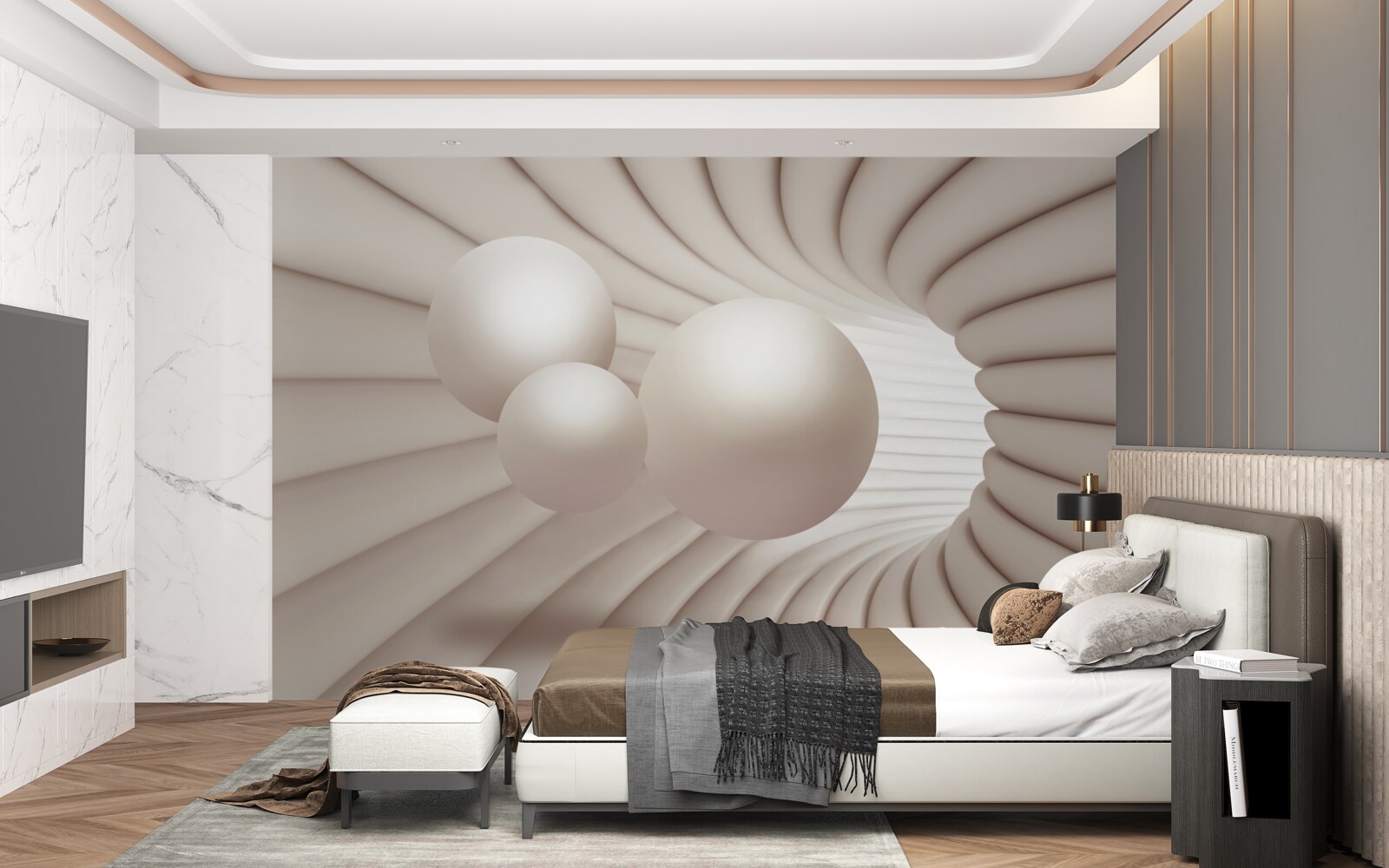 Fotobehang drie parels vliegen de gang in