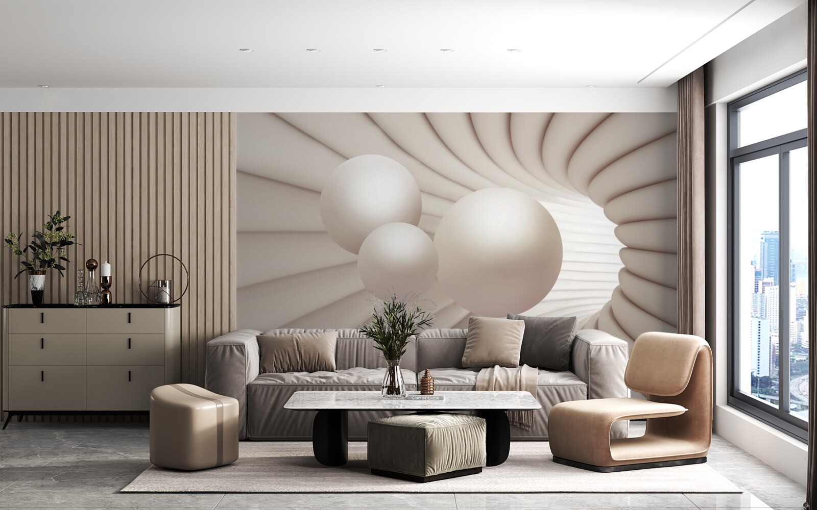 Fotobehang drie parels vliegen de gang in