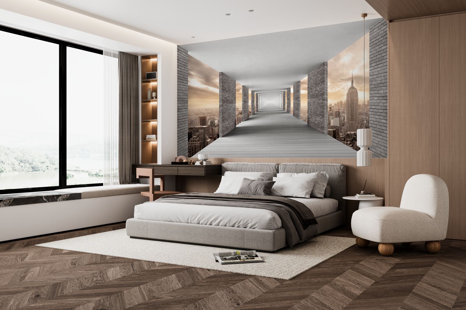 Fotobehang ondergrondse passage onder de drukte van de stad