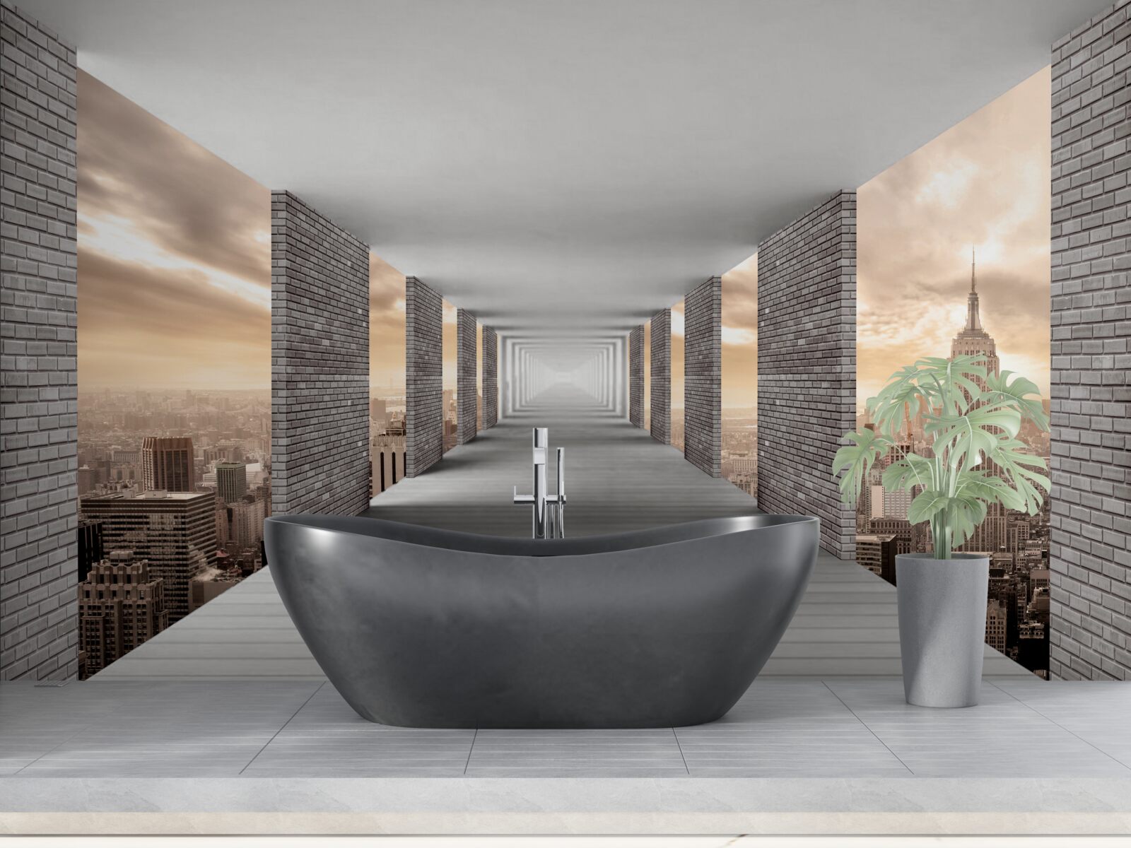 Fotobehang ondergrondse passage onder de drukte van de stad