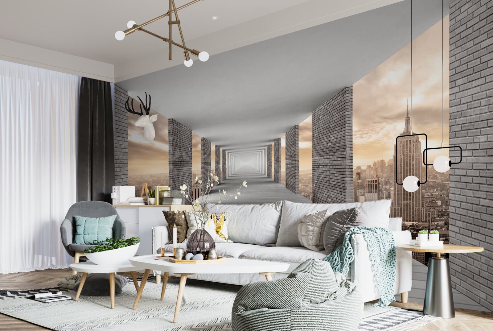 Fotobehang ondergrondse passage onder de drukte van de stad