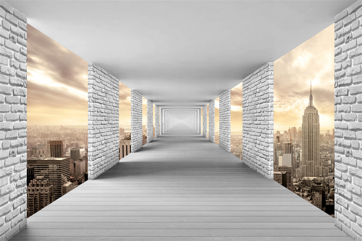 Fotobehang 3d stadswandeling