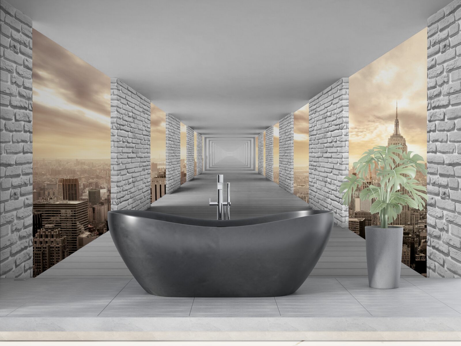 Fotobehang 3d stadswandeling