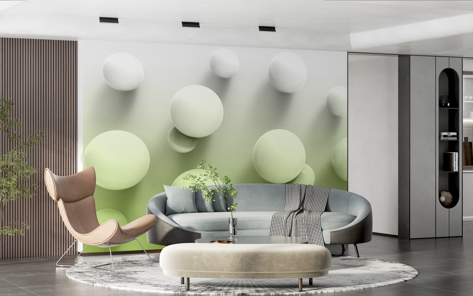 Fotobehang witte bollen met kleurverloop